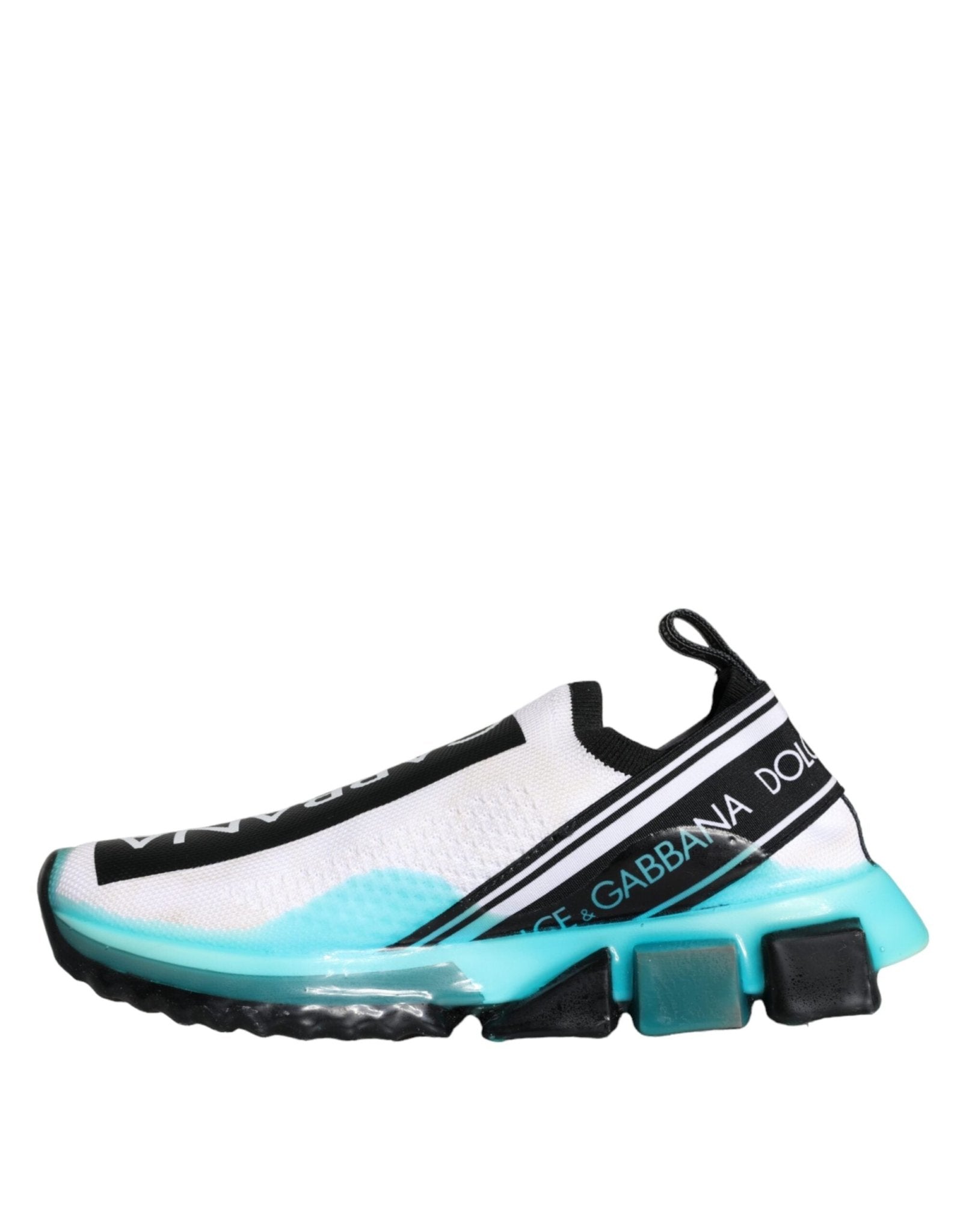 Dolce & Gabbana White Blue Slip On Sorrento Sneakers Shoes - SMARTMARTNZ