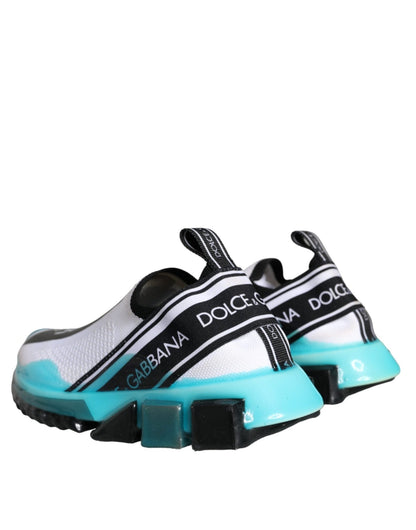 Dolce & Gabbana White Blue Slip On Sorrento Sneakers Shoes - SMARTMARTNZ