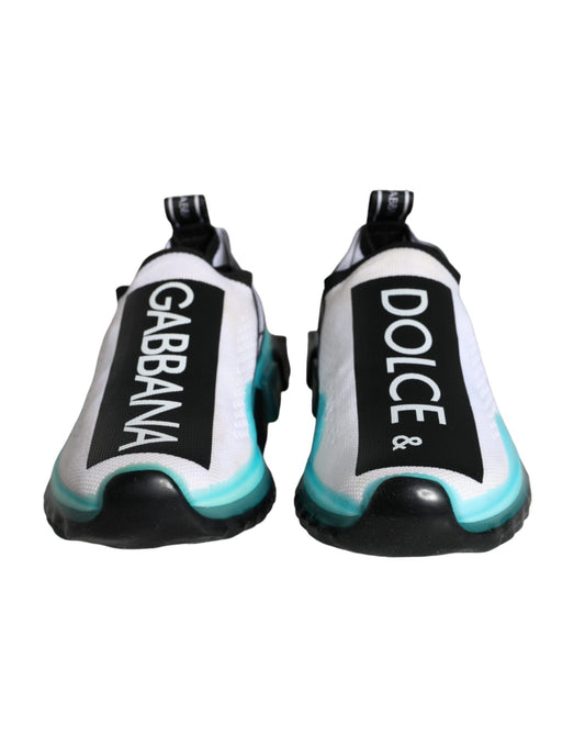 Dolce & Gabbana White Blue Slip On Sorrento Sneakers Shoes - SMARTMARTNZ