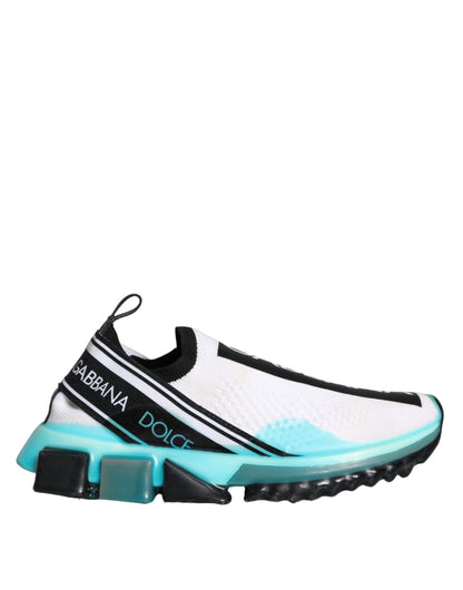 Dolce & Gabbana White Blue Slip On Sorrento Sneakers Shoes - SMARTMARTNZ