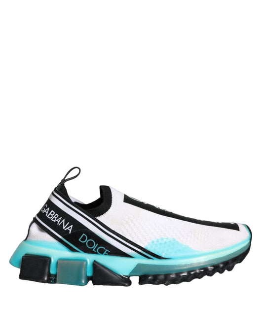 Dolce & Gabbana White Blue Slip On Sorrento Sneakers Shoes - SMARTMARTNZ