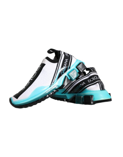 Dolce & Gabbana White Blue Slip On Sorrento Sneakers Shoes - SMARTMARTNZ