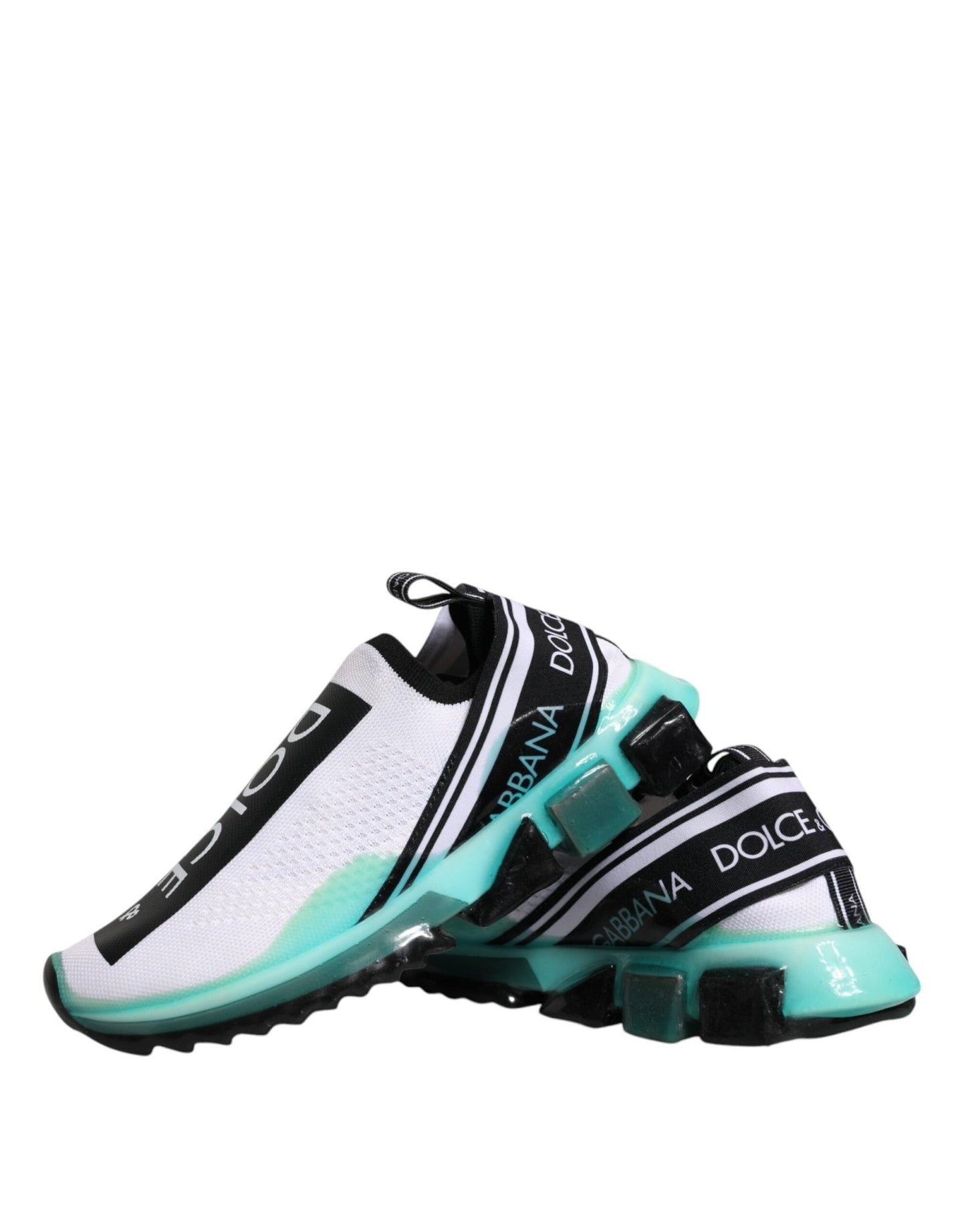 Dolce & Gabbana White Blue Sorrento Slip On Sneakers Shoes - SMARTMARTNZ