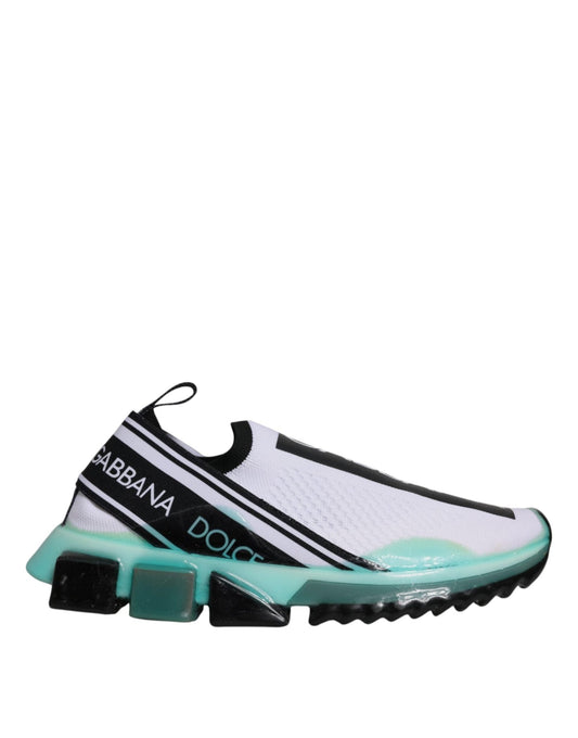Dolce & Gabbana White Blue Sorrento Slip On Sneakers Shoes - SMARTMARTNZ