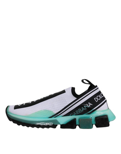 Dolce & Gabbana White Blue Sorrento Slip On Sneakers Shoes - SMARTMARTNZ