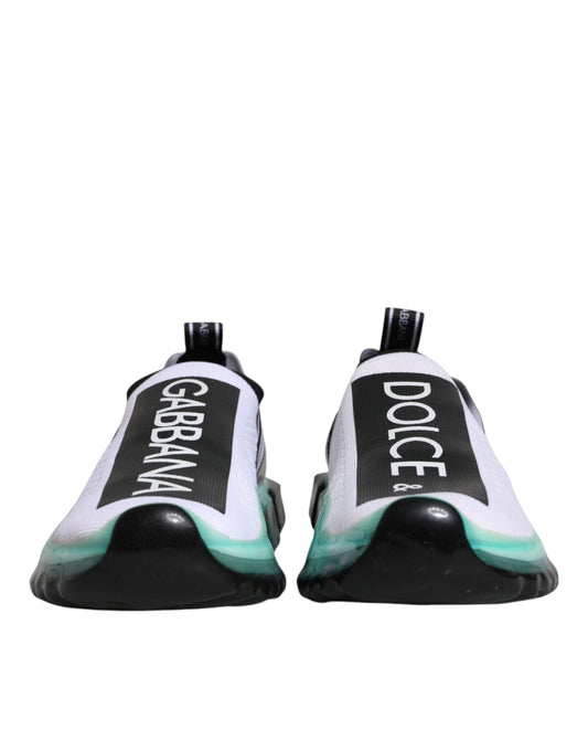 Dolce & Gabbana White Blue Sorrento Slip On Sneakers Shoes - SMARTMARTNZ
