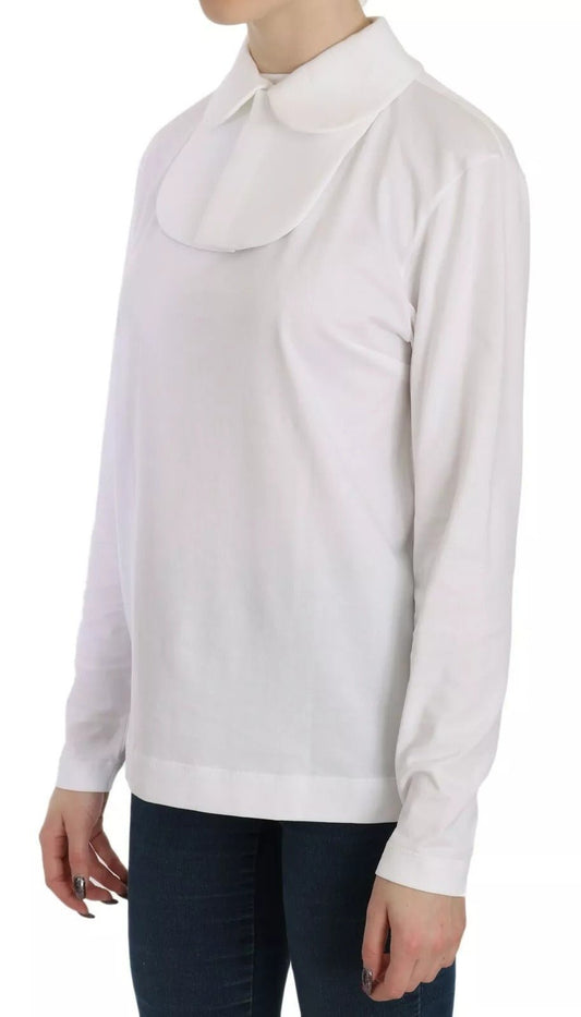 Dolce & Gabbana White Cotton Longsleeve Collared Blouse - SMARTMARTNZ