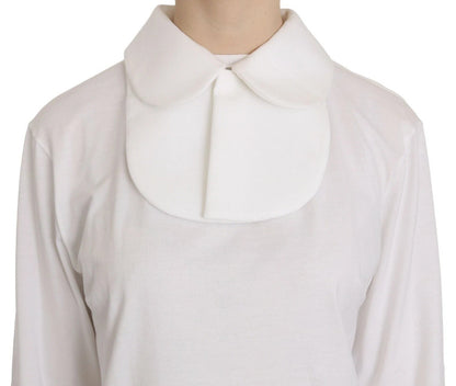 Dolce & Gabbana White Cotton Longsleeve Collared Blouse - SMARTMARTNZ