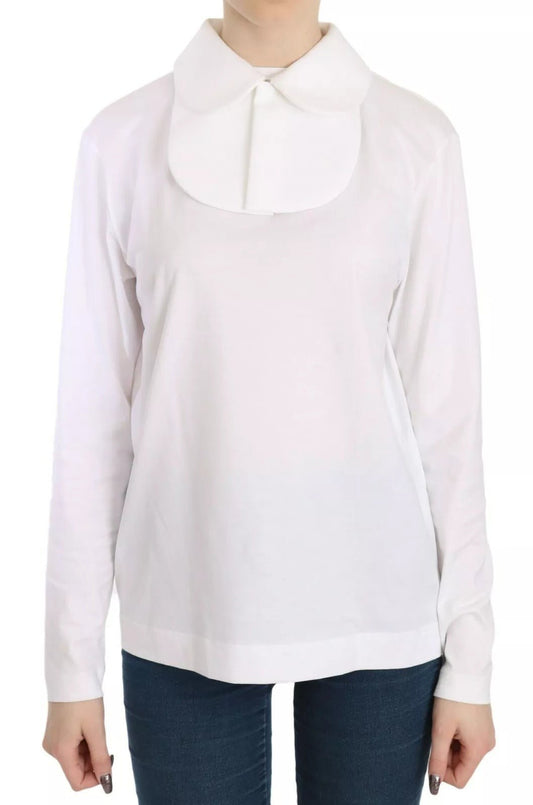 Dolce & Gabbana White Cotton Longsleeve Collared Blouse - SMARTMARTNZ