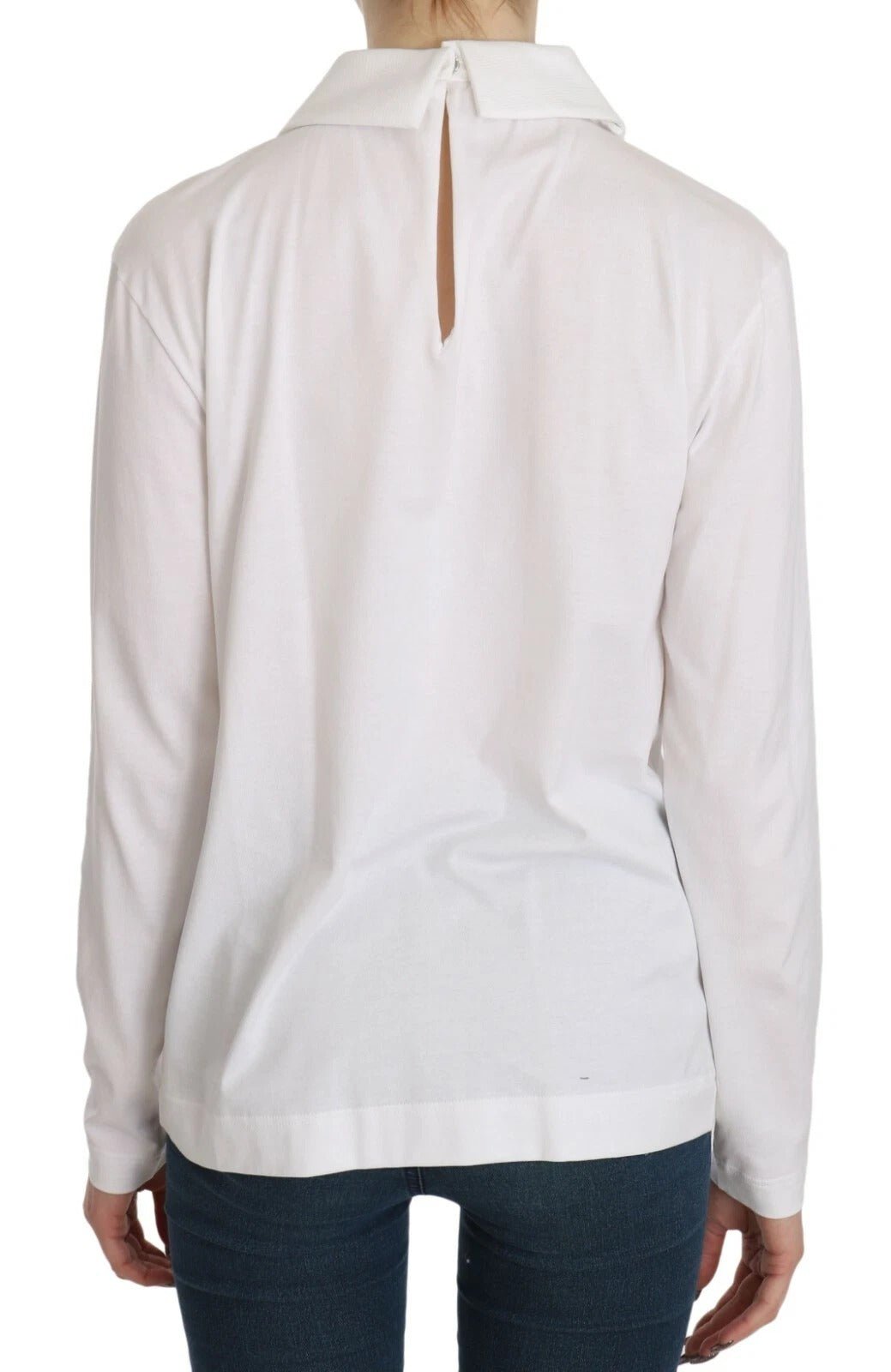Dolce & Gabbana White Cotton Longsleeve Collared Blouse - SMARTMARTNZ