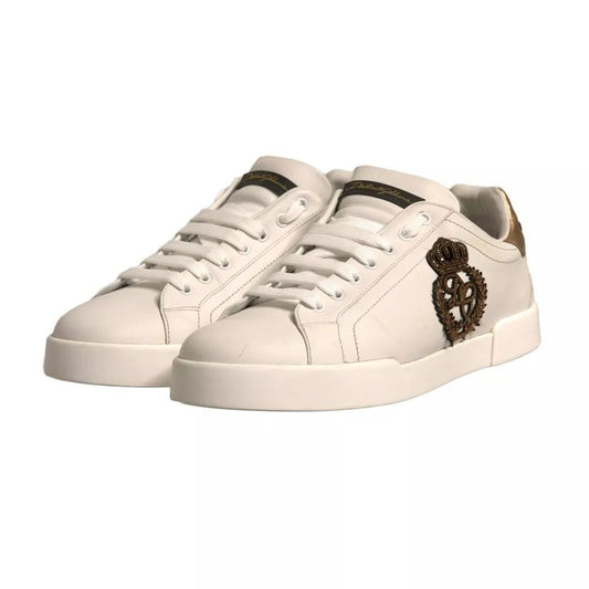 Dolce & Gabbana White Crown Patch Portofino Sneakers Shoes - SMARTMARTNZ