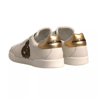 Dolce & Gabbana White Crown Patch Portofino Sneakers Shoes - SMARTMARTNZ