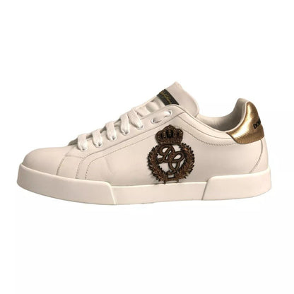 Dolce & Gabbana White Crown Patch Portofino Sneakers Shoes - SMARTMARTNZ