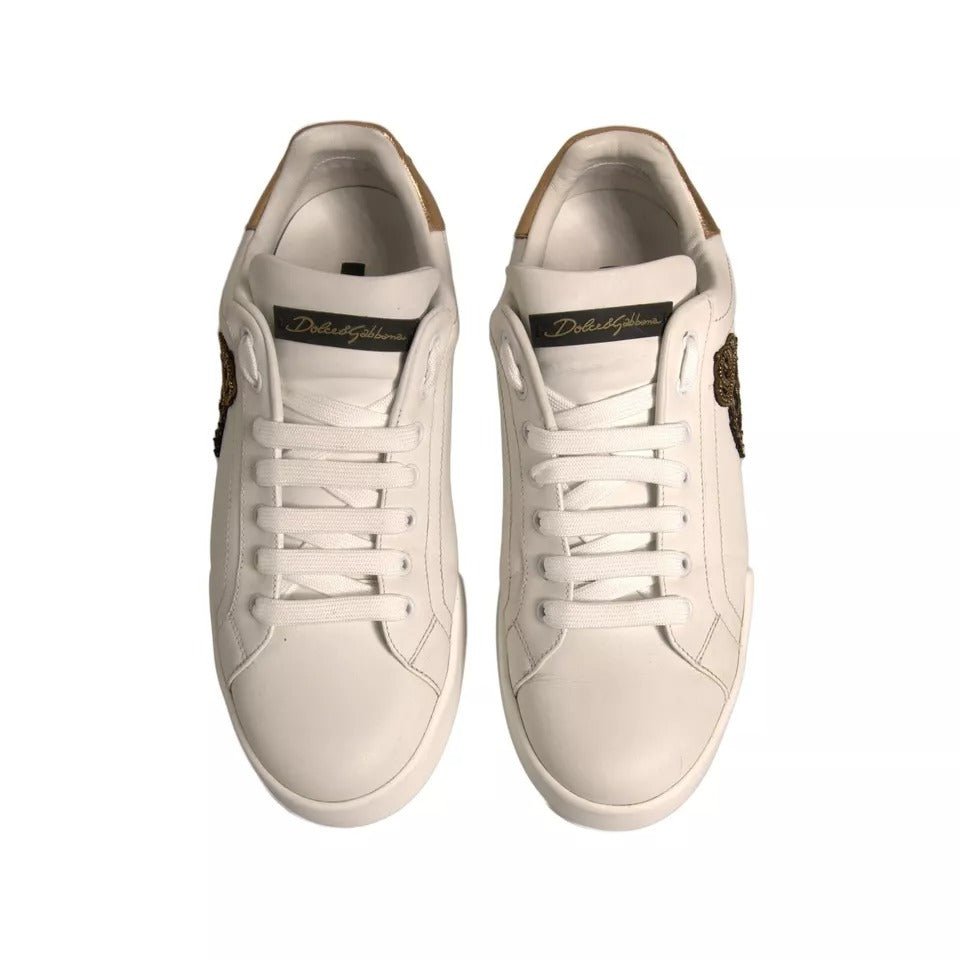 Dolce & Gabbana White Crown Patch Portofino Sneakers Shoes - SMARTMARTNZ