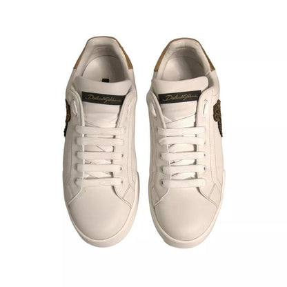Dolce & Gabbana White Crown Patch Portofino Sneakers Shoes - SMARTMARTNZ