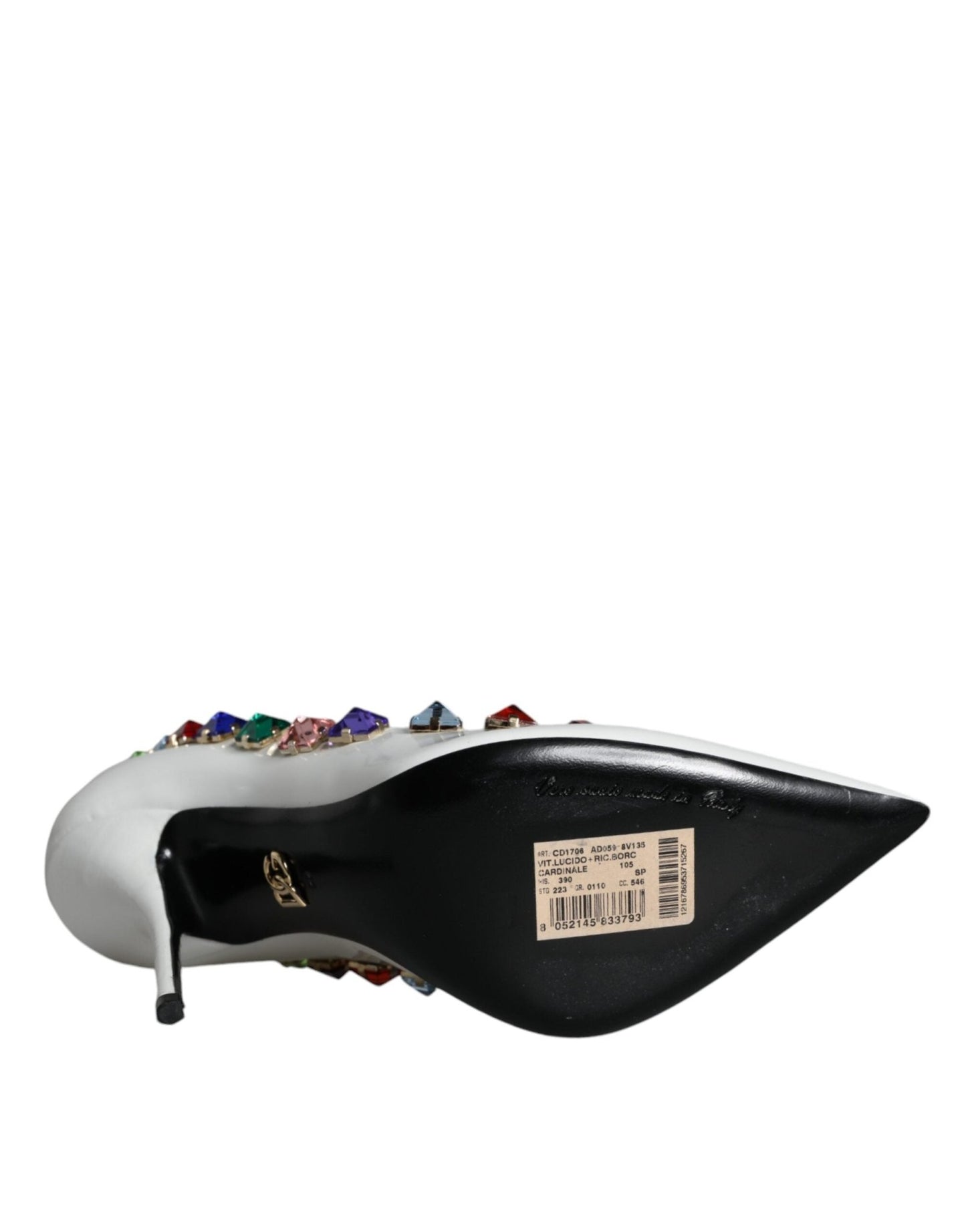Dolce & Gabbana White Crystals Leather High Heels Pumps Shoes - SMARTMARTNZ