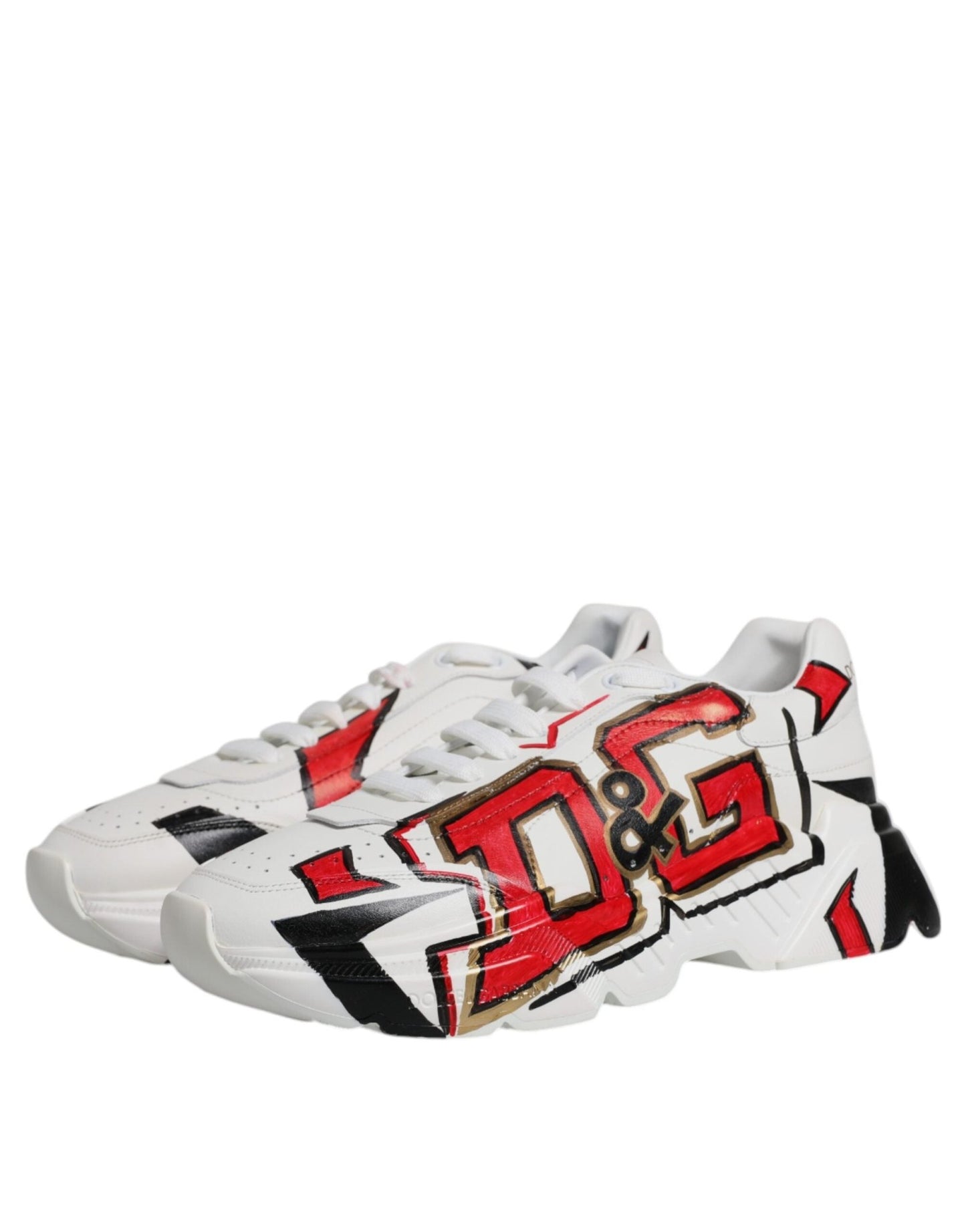Dolce & Gabbana White Daymaster Hand Painted Sneakers Shoes - SMARTMARTNZ