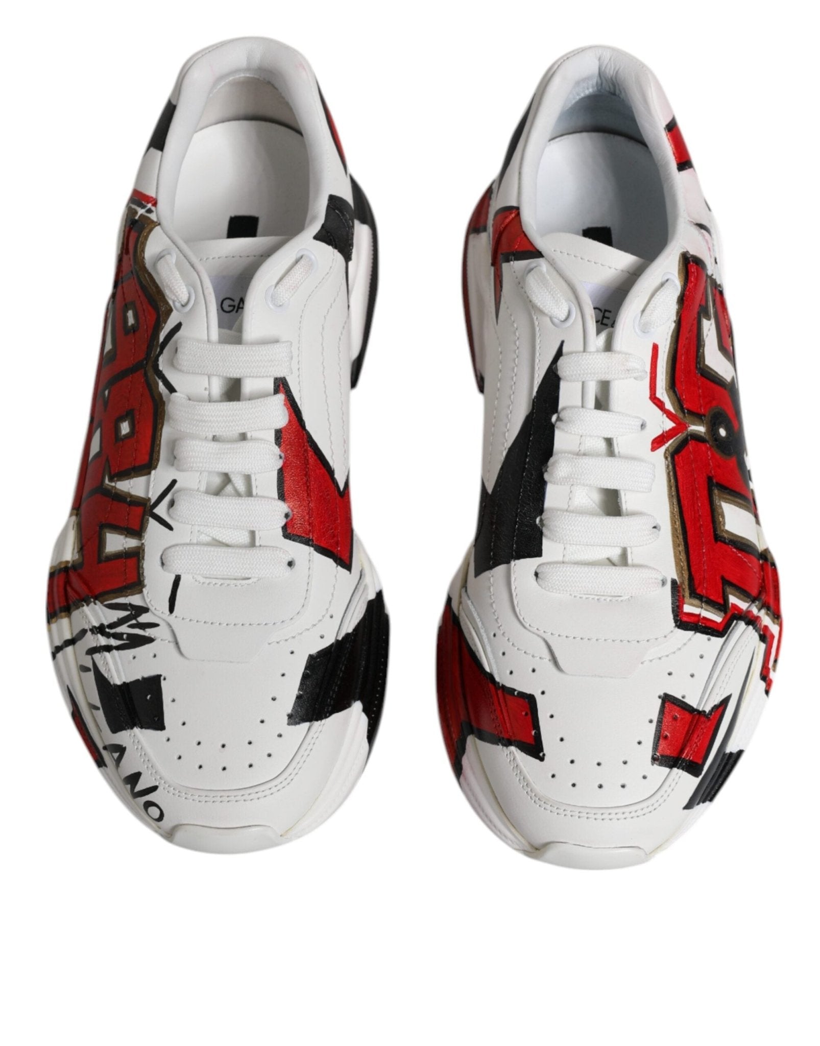 Dolce & Gabbana White Daymaster Hand Painted Sneakers Shoes - SMARTMARTNZ