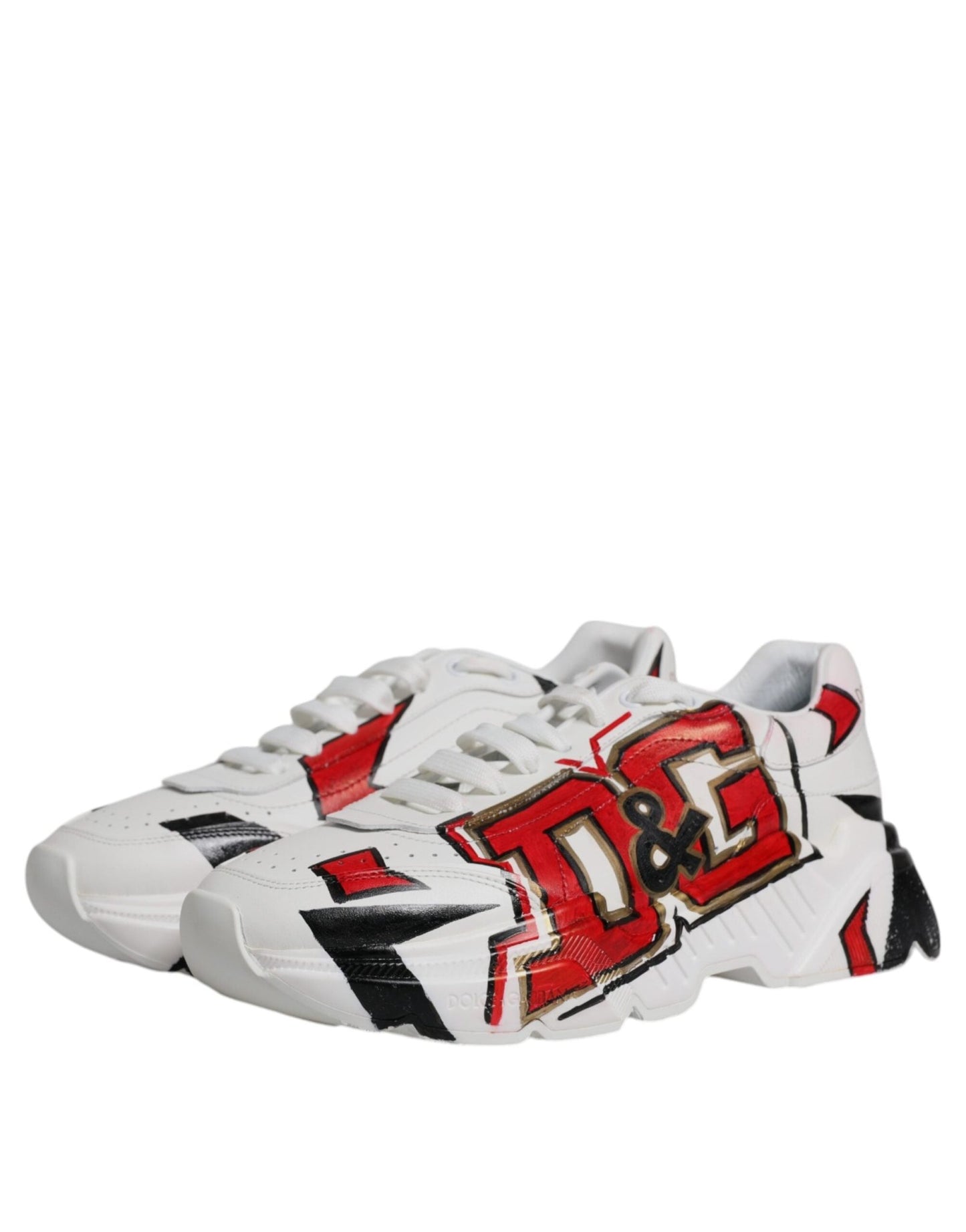 Dolce & Gabbana White Daymaster Hand Painted Sneakers Shoes - SMARTMARTNZ