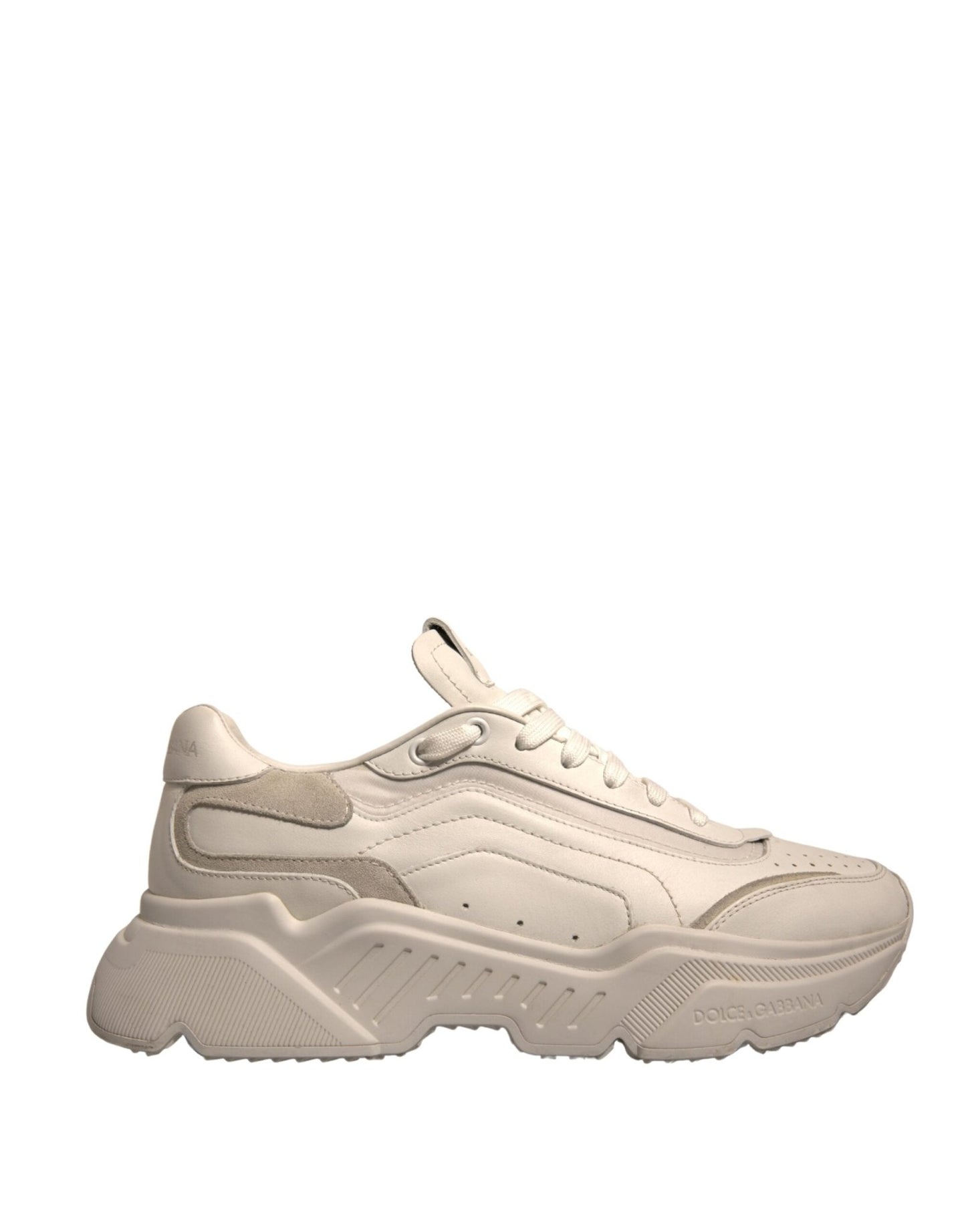 Dolce & Gabbana White Daymaster Leather Low Top Sneakers Shoes - SMARTMARTNZ