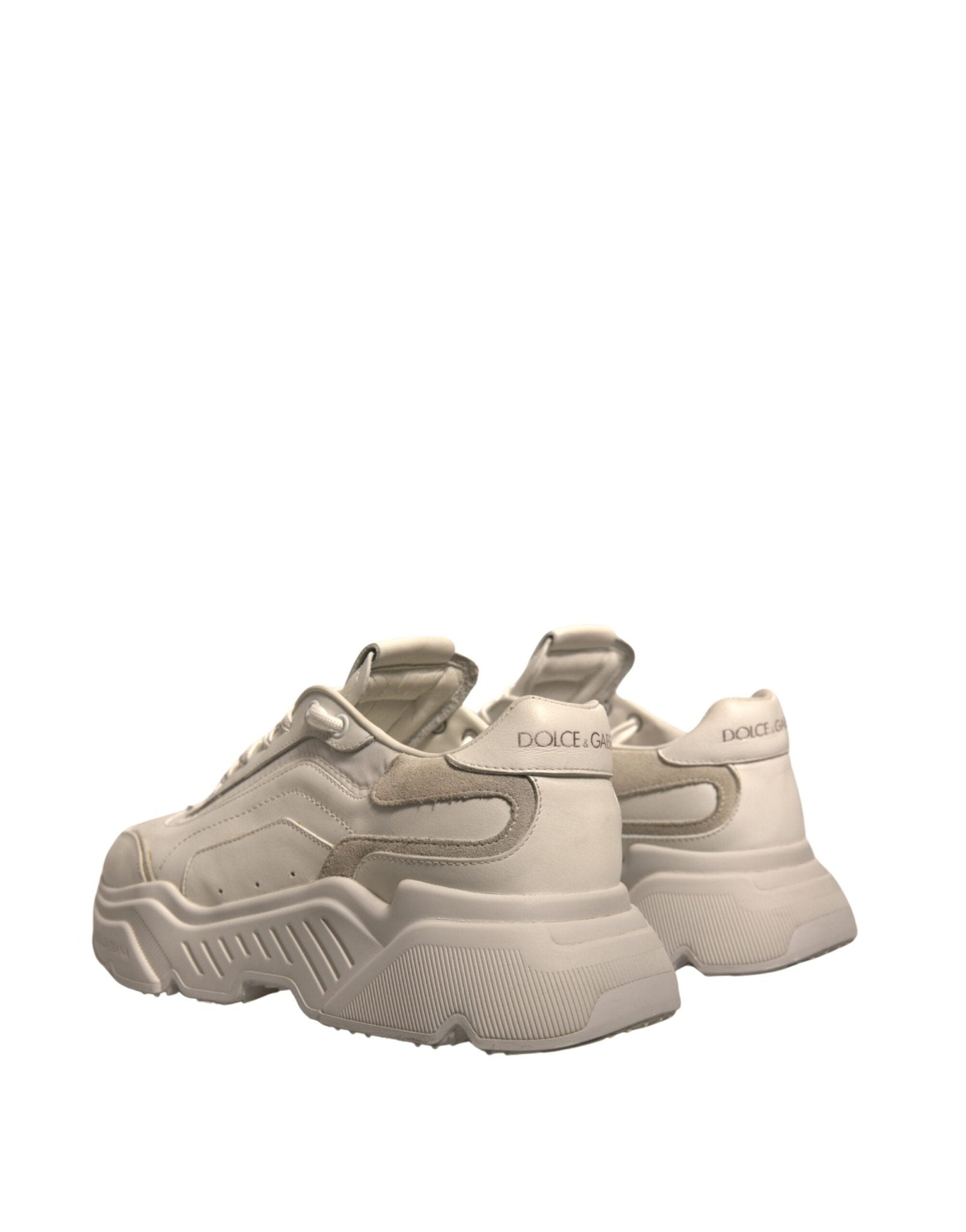 Dolce & Gabbana White Daymaster Leather Low Top Sneakers Shoes - SMARTMARTNZ