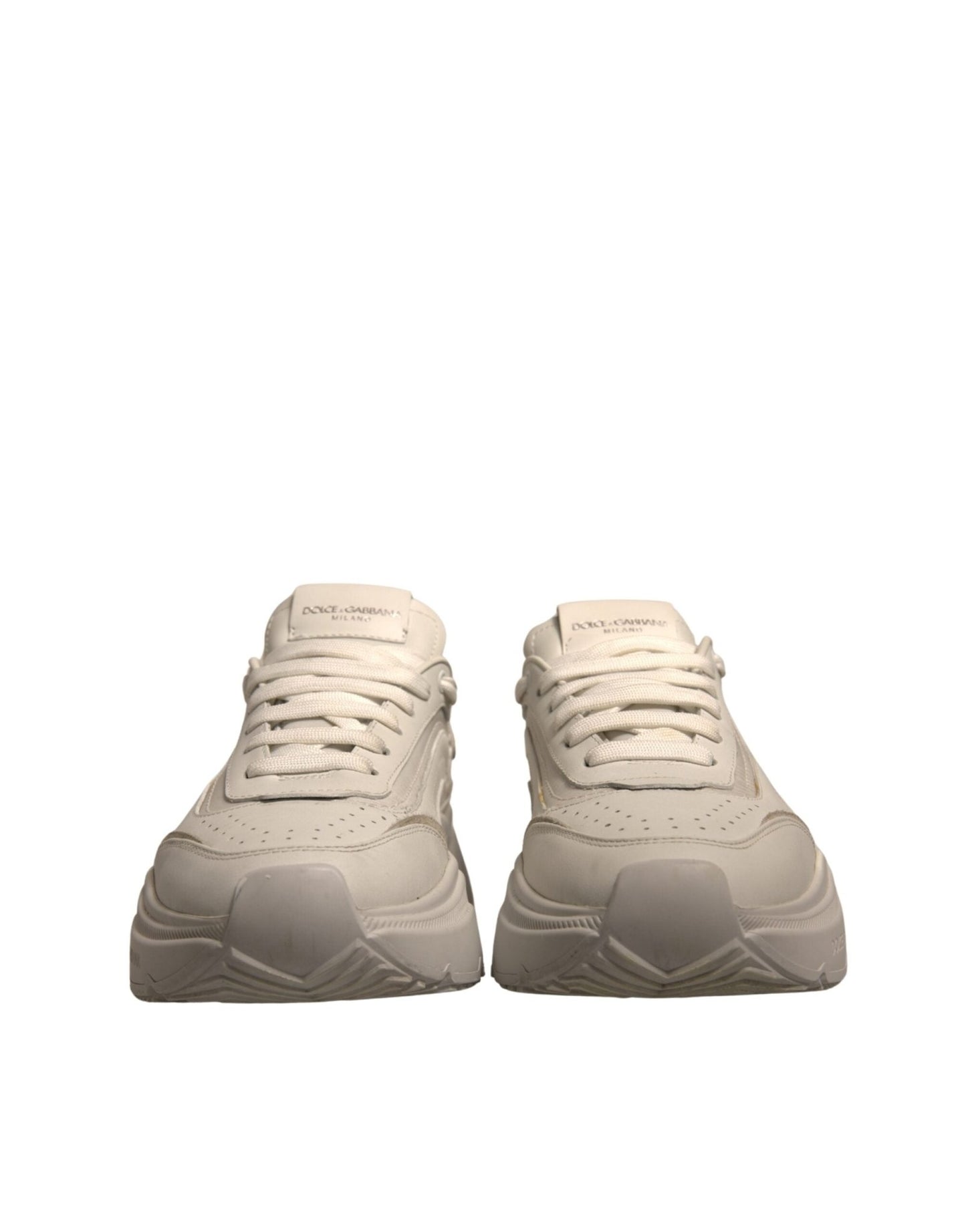 Dolce & Gabbana White Daymaster Leather Low Top Sneakers Shoes - SMARTMARTNZ