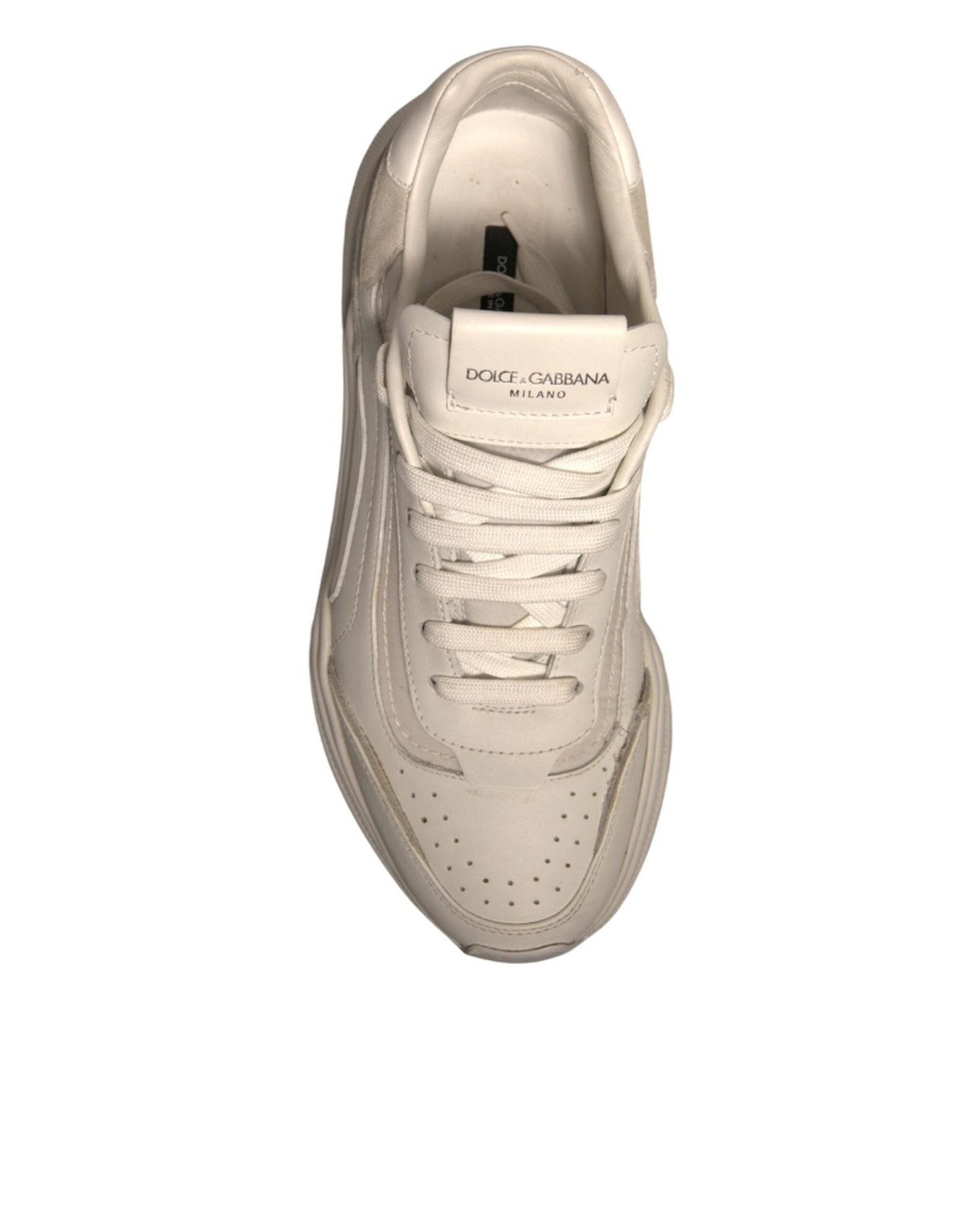 Dolce & Gabbana White Daymaster Leather Low Top Sneakers Shoes - SMARTMARTNZ