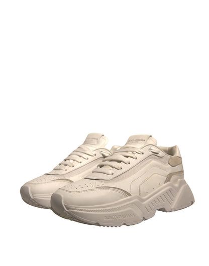 Dolce & Gabbana White Daymaster Leather Low Top Sneakers Shoes - SMARTMARTNZ