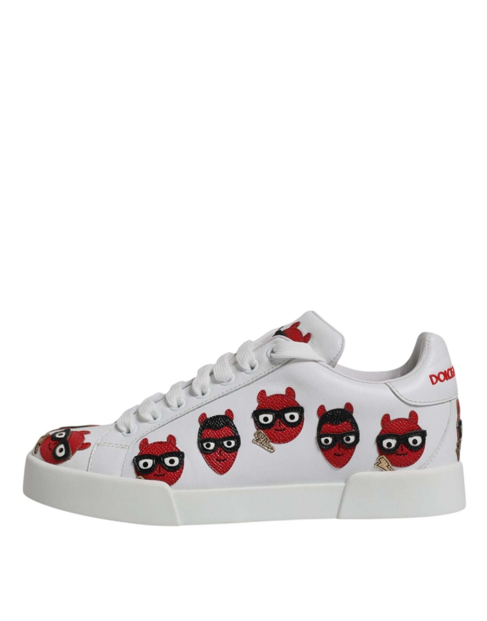 Dolce & Gabbana White Devil Face Portofino Sneakers Shoes - SMARTMARTNZ