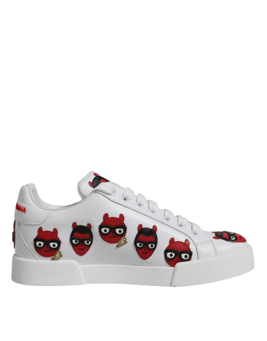 Dolce & Gabbana White Devil Face Portofino Sneakers Shoes - SMARTMARTNZ