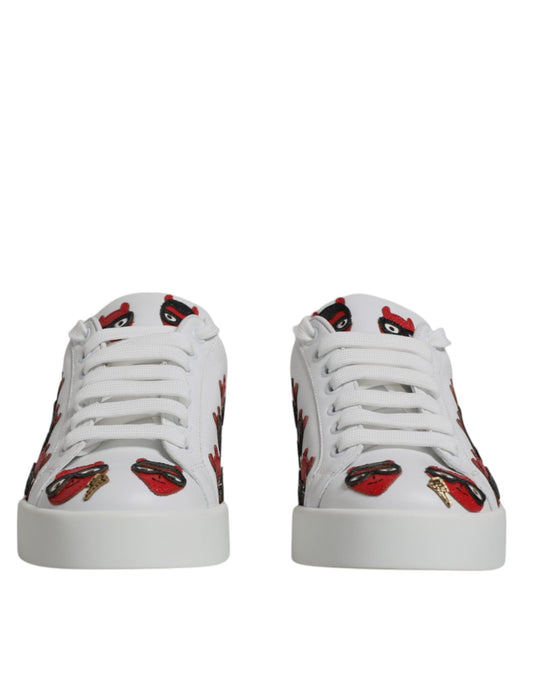 Dolce & Gabbana White Devil Face Portofino Sneakers Shoes - SMARTMARTNZ