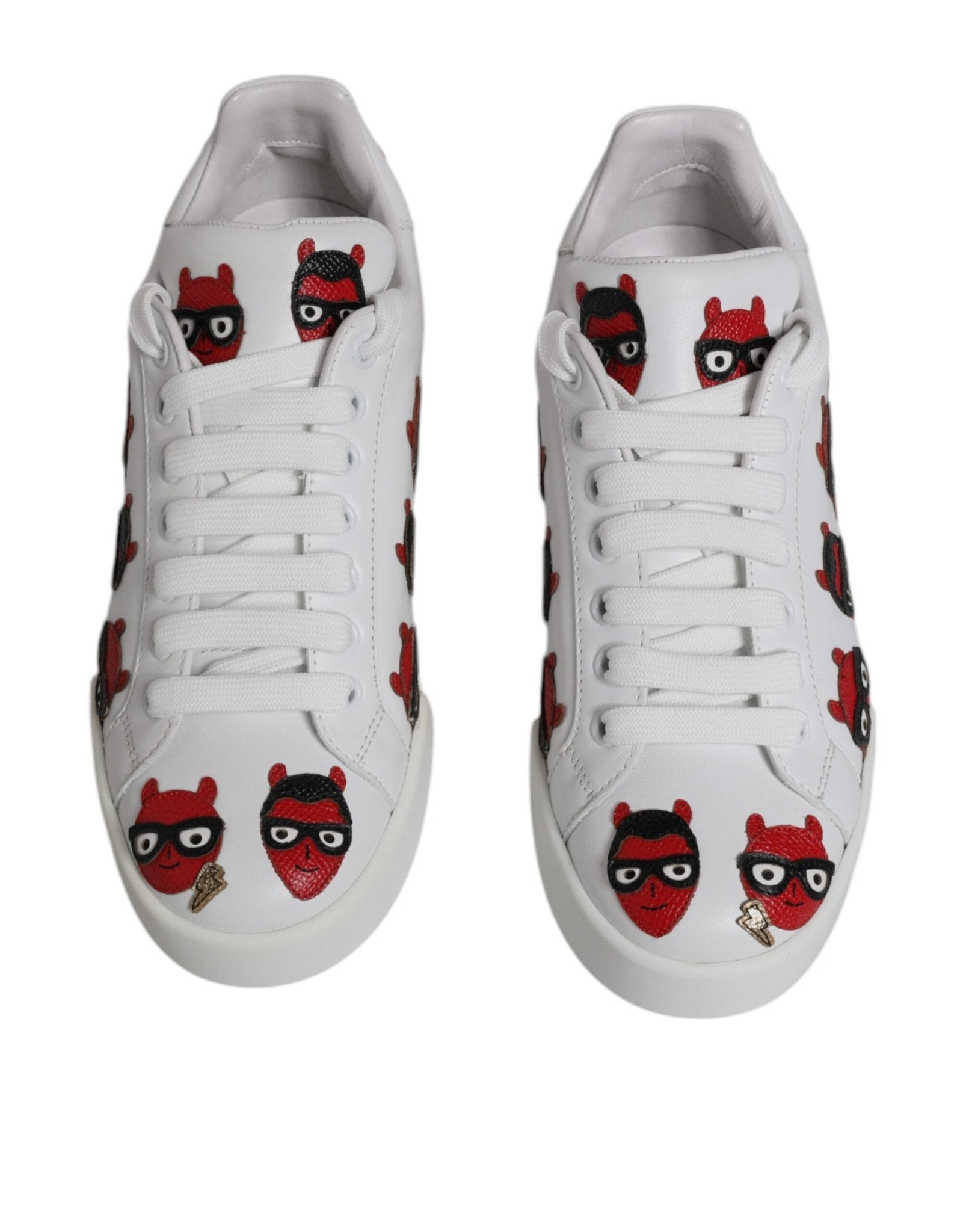 Dolce & Gabbana White Devil Face Portofino Sneakers Shoes - SMARTMARTNZ