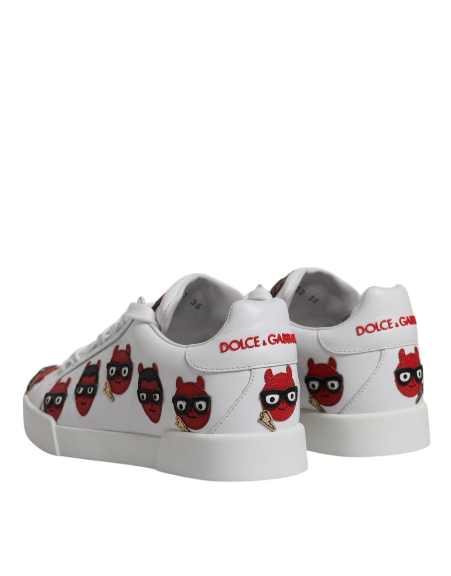 Dolce & Gabbana White Devil Face Portofino Sneakers Shoes - SMARTMARTNZ