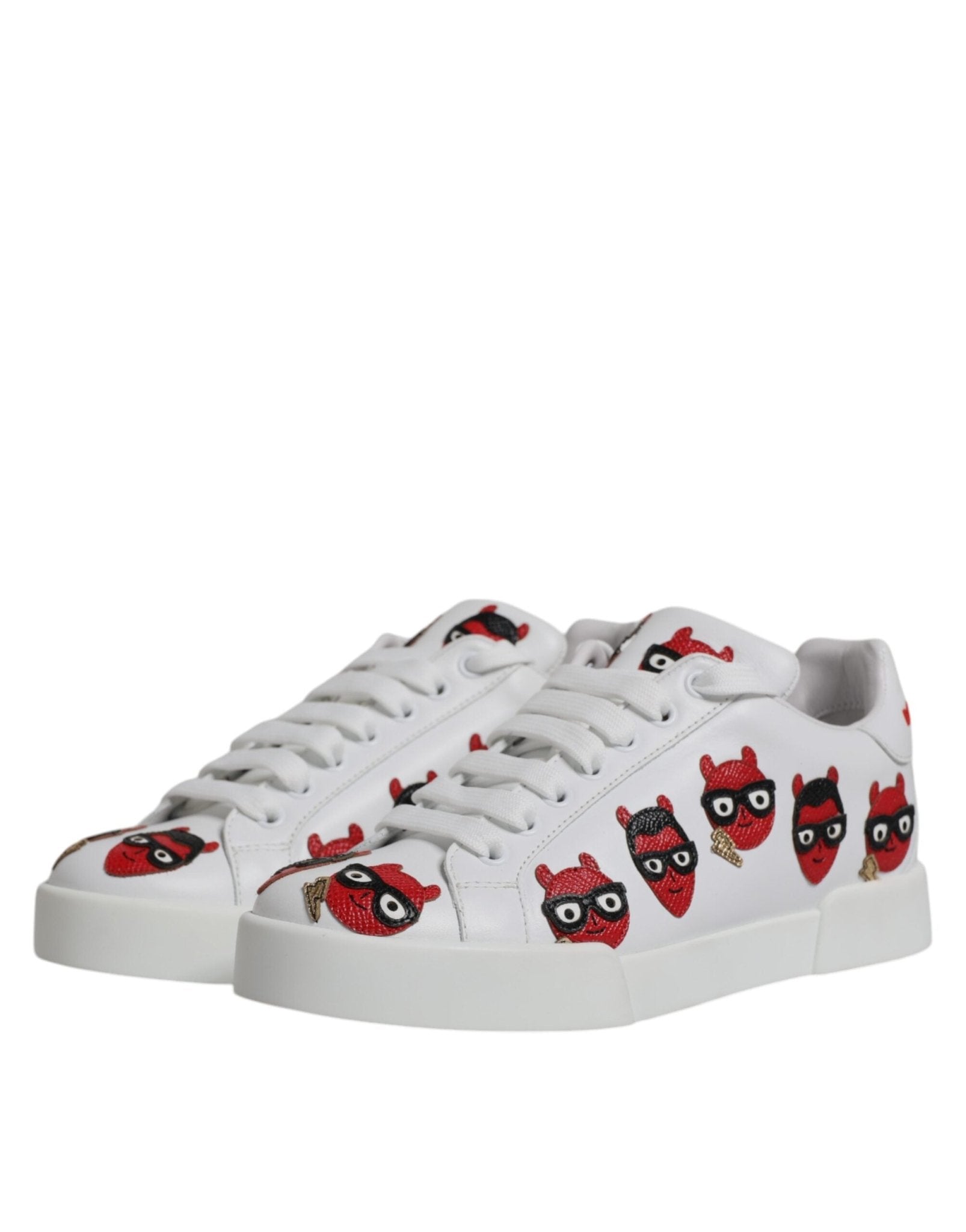 Dolce & Gabbana White Devil Face Portofino Sneakers Shoes - SMARTMARTNZ