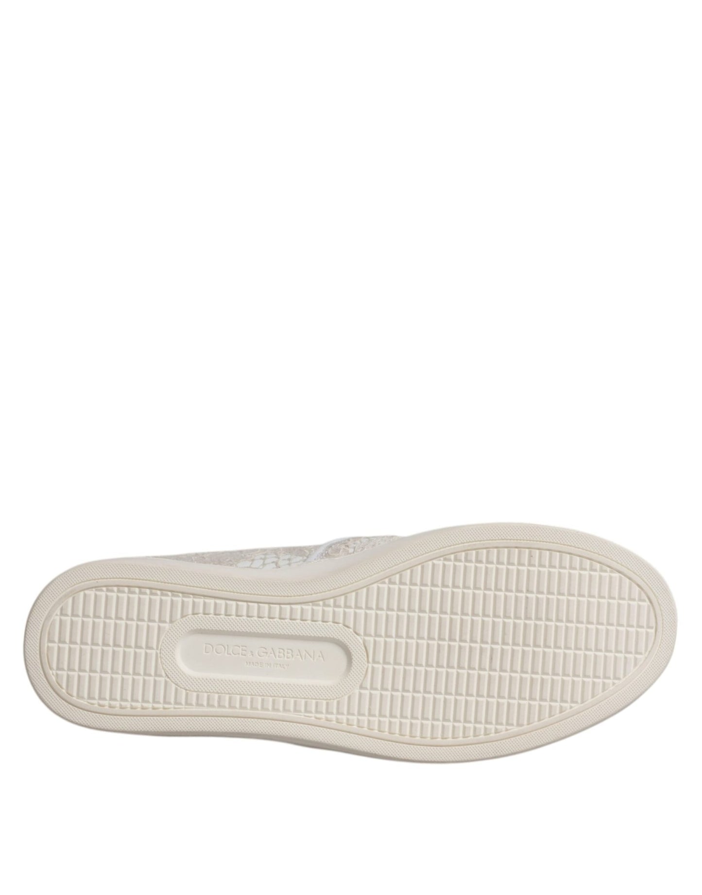 Dolce & Gabbana White Floral Lace Slip On Loafers Shoes - SMARTMARTNZ