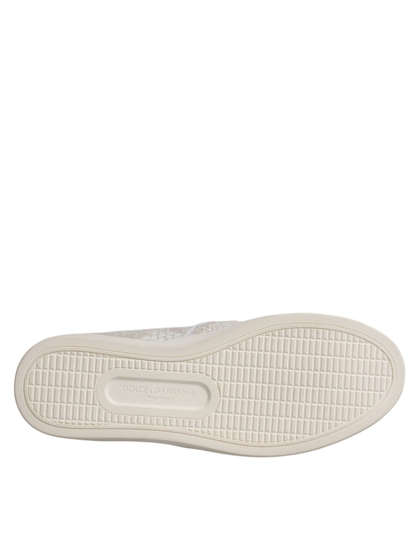Dolce & Gabbana White Floral Lace Slip On Loafers Shoes - SMARTMARTNZ