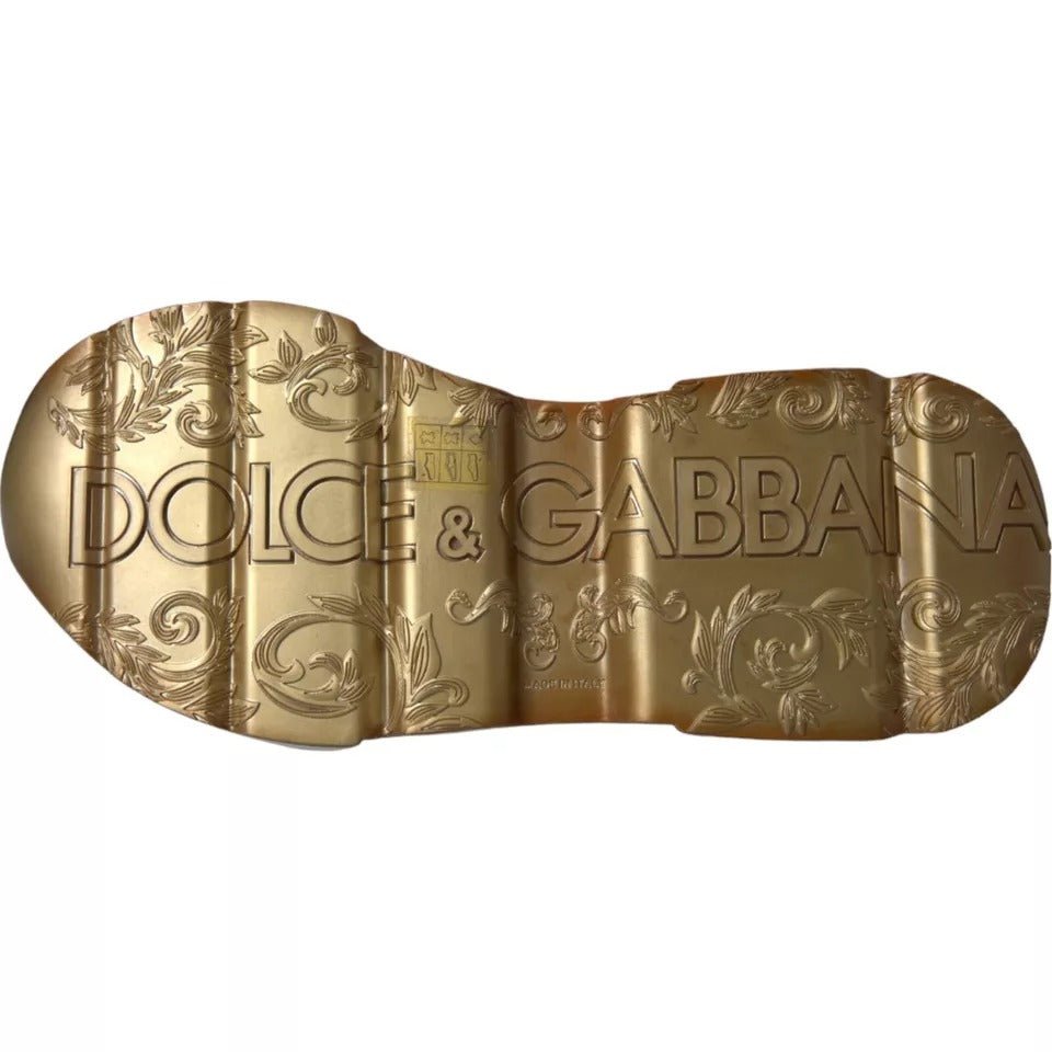 Dolce & Gabbana White Gold DAYMASTER Leather Sneakers Men Shoes - SMARTMARTNZ