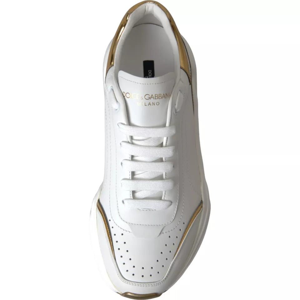 Dolce & Gabbana White Gold DAYMASTER Leather Sneakers Men Shoes - SMARTMARTNZ