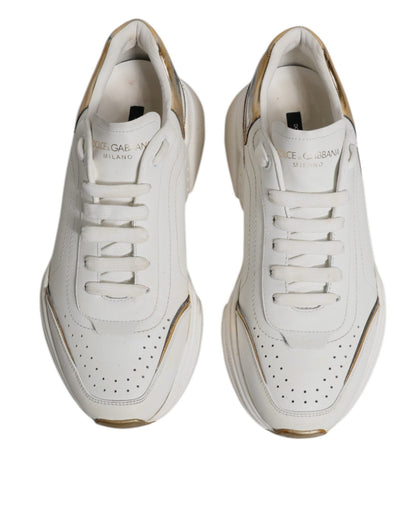 Dolce & Gabbana White Gold DAYMASTER Leather Sneakers Shoes - SMARTMARTNZ