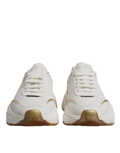 Dolce & Gabbana White Gold DAYMASTER Leather Sneakers Shoes - SMARTMARTNZ
