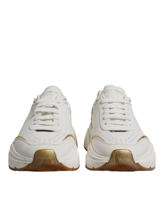 Dolce & Gabbana White Gold DAYMASTER Leather Sneakers Shoes - SMARTMARTNZ