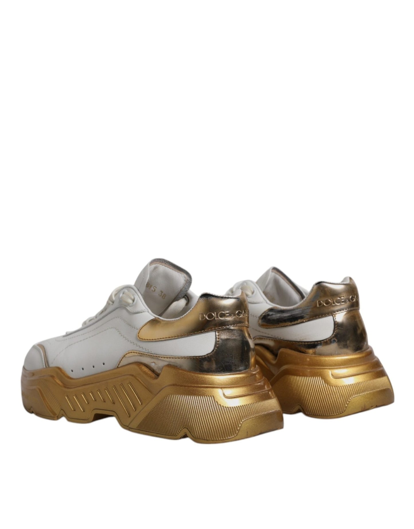 Dolce & Gabbana White Gold Daymaster Low Top Sneakers Shoes - SMARTMARTNZ
