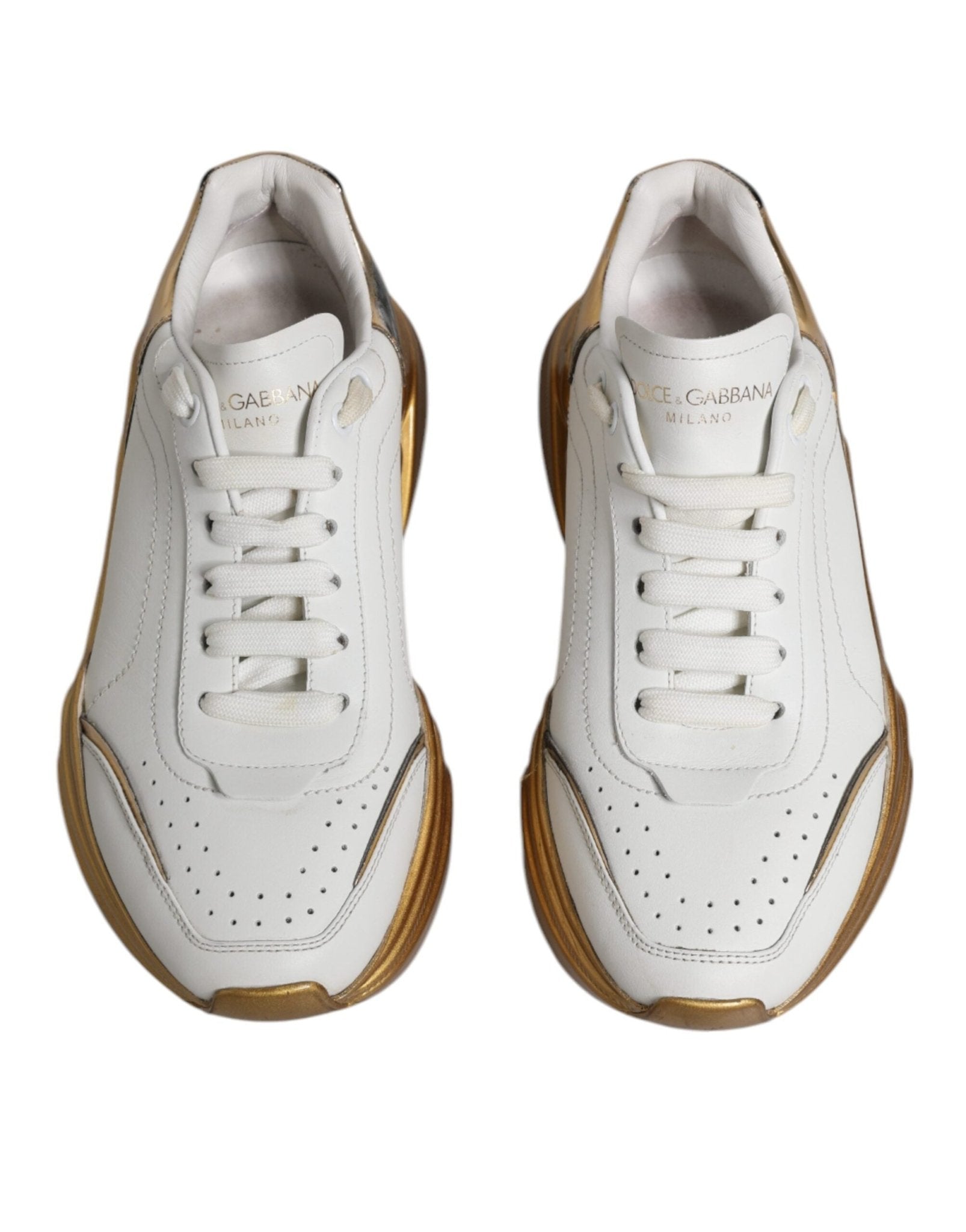 Dolce & Gabbana White Gold Daymaster Low Top Sneakers Shoes - SMARTMARTNZ