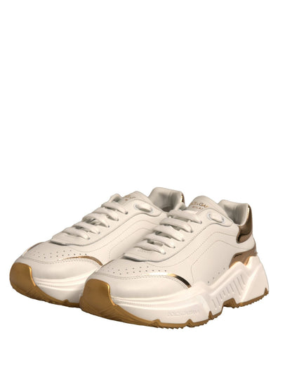 Dolce & Gabbana White Gold Daymaster Low Top Sneakers Shoes - SMARTMARTNZ