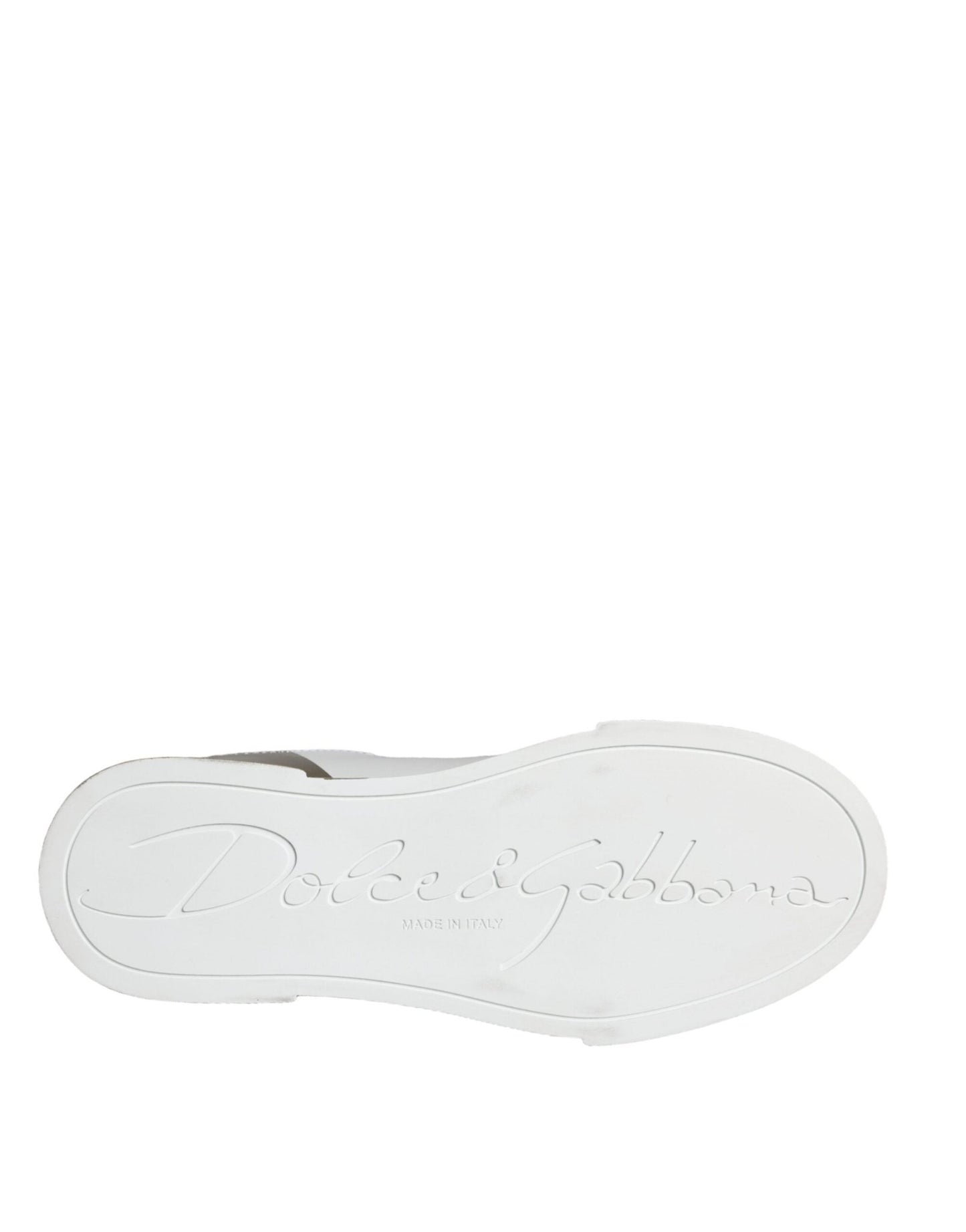 Dolce & Gabbana White Gold Portofino Low Top Leather Sneakers Shoes - SMARTMARTNZ