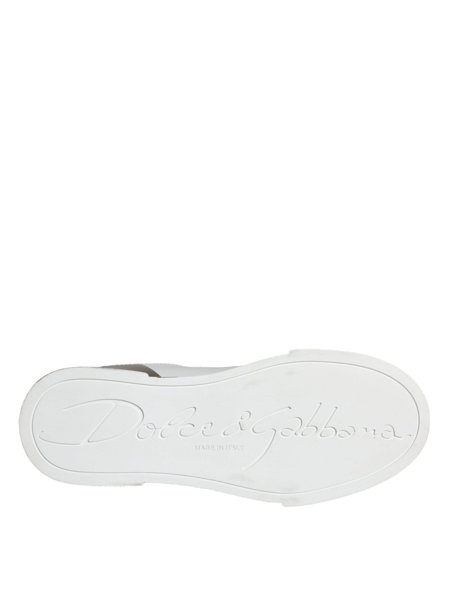 Dolce & Gabbana White Gold Portofino Low Top Leather Sneakers Shoes - SMARTMARTNZ