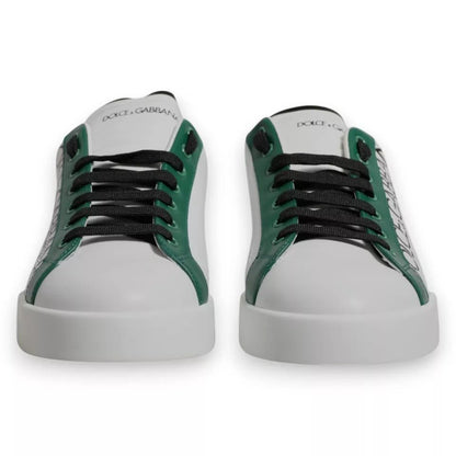 Dolce & Gabbana White Green Leather Crown Milano Sneakers Shoes - SMARTMARTNZ
