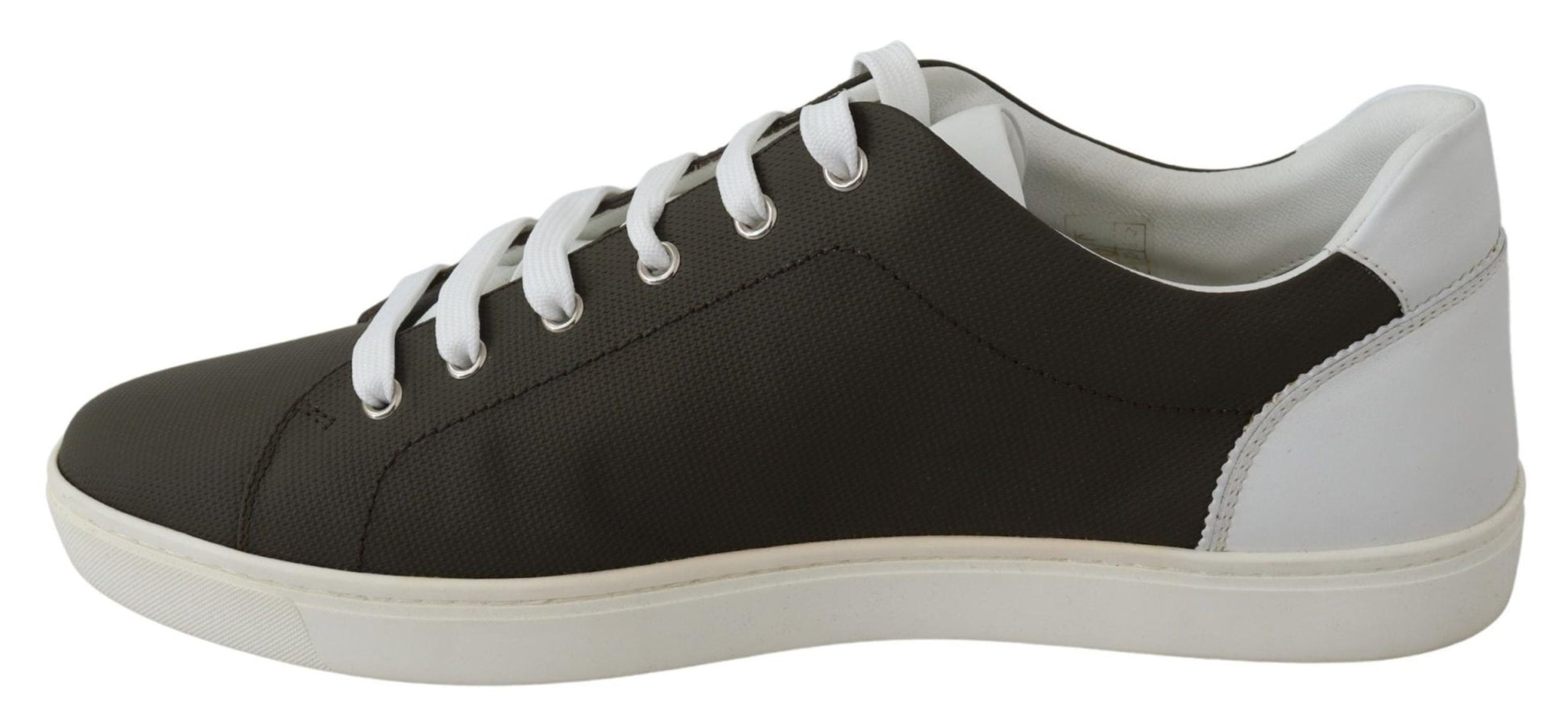 Dolce & Gabbana White Green Leather Low Top Sneakers Shoes - SMARTMARTNZ