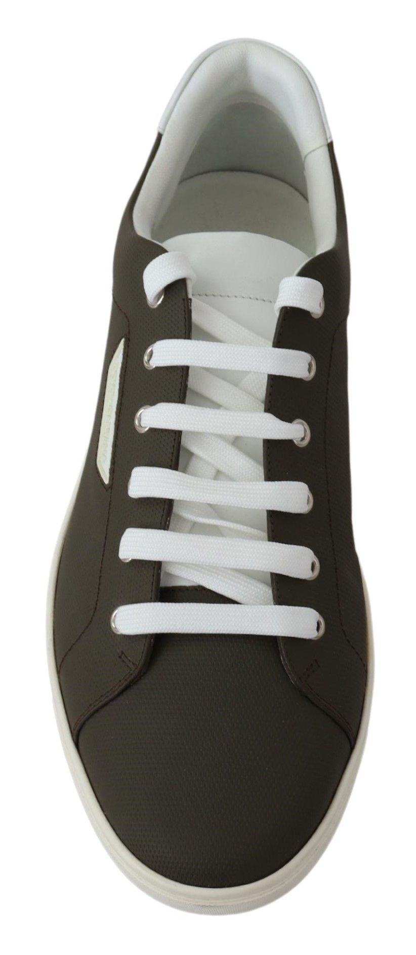 Dolce & Gabbana White Green Leather Low Top Sneakers Shoes - SMARTMARTNZ