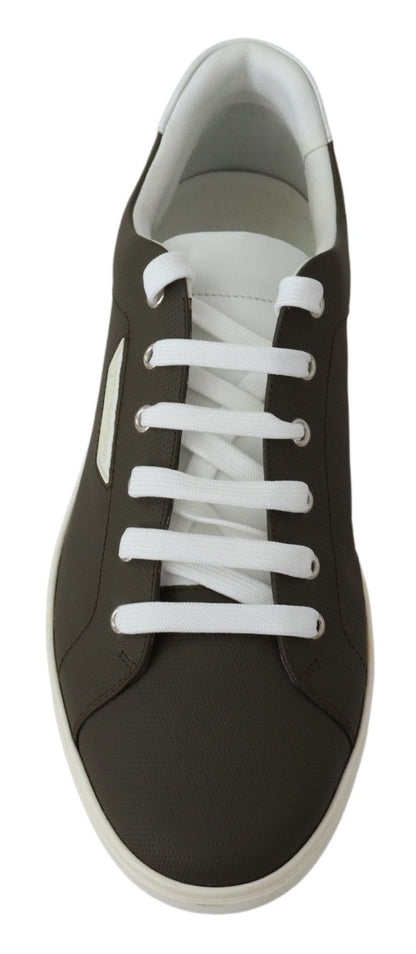 Dolce & Gabbana White Green Leather Low Top Sneakers Shoes - SMARTMARTNZ